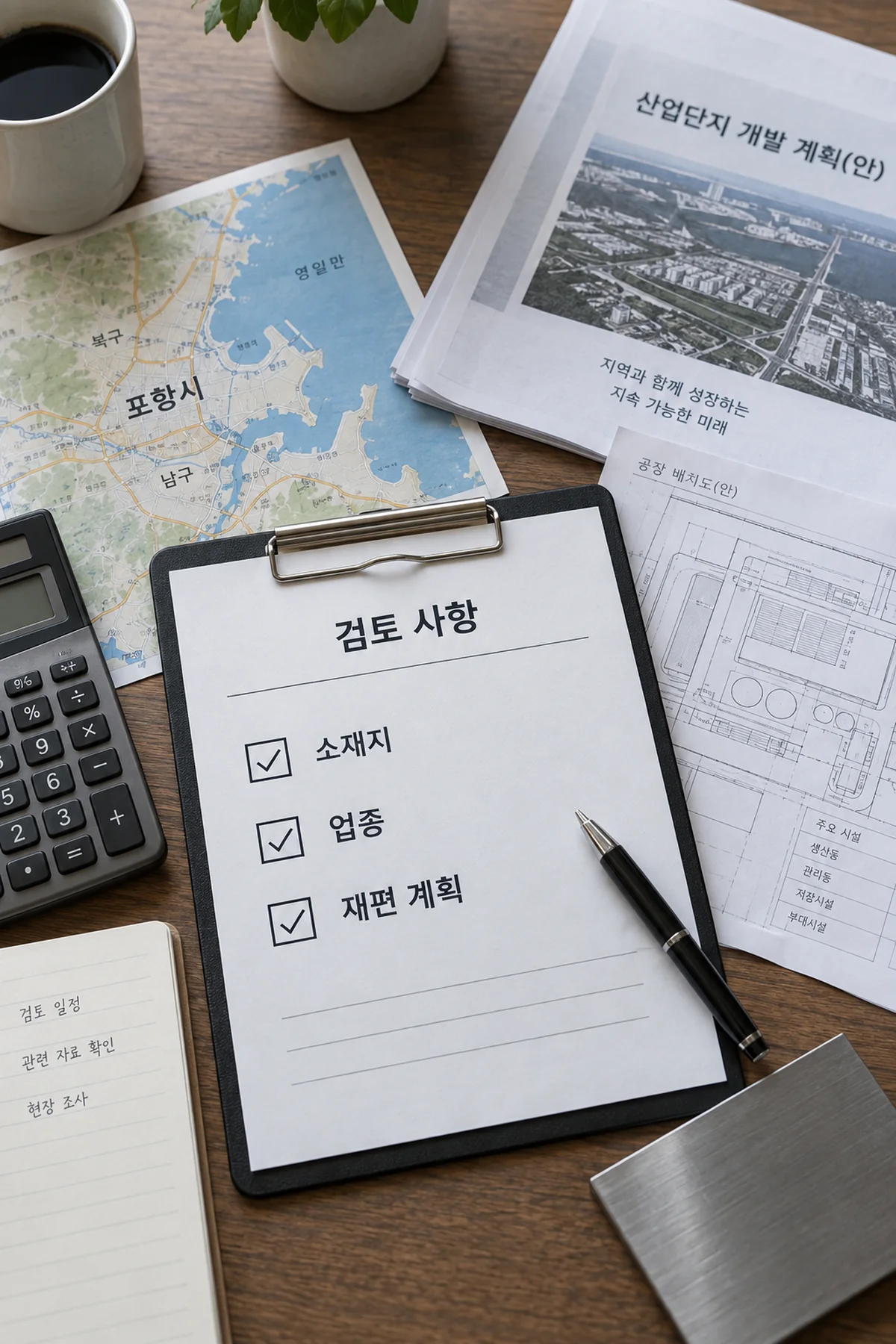 소재지와 업종, 재편 계획을 순서대로 점검한 체크리스트