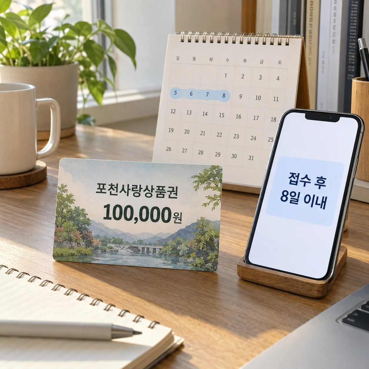 입영지원금 카드형 지역상품권과 접수 후 지급 안내 화면