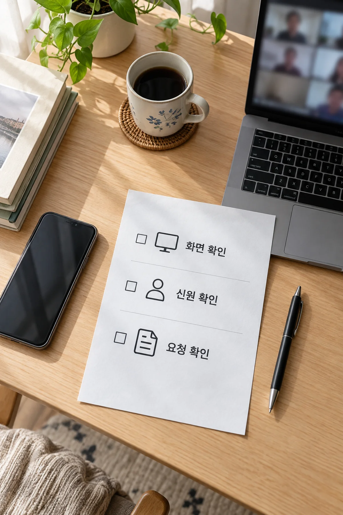 화면 확인과 요청 확인을 나눠 적은 체크리스트