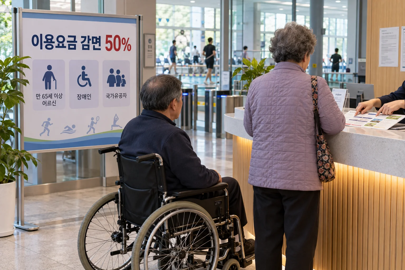 금나래문화체육센터 감면 대상과 최대 50퍼센트 혜택을 확인하는 안내 장면