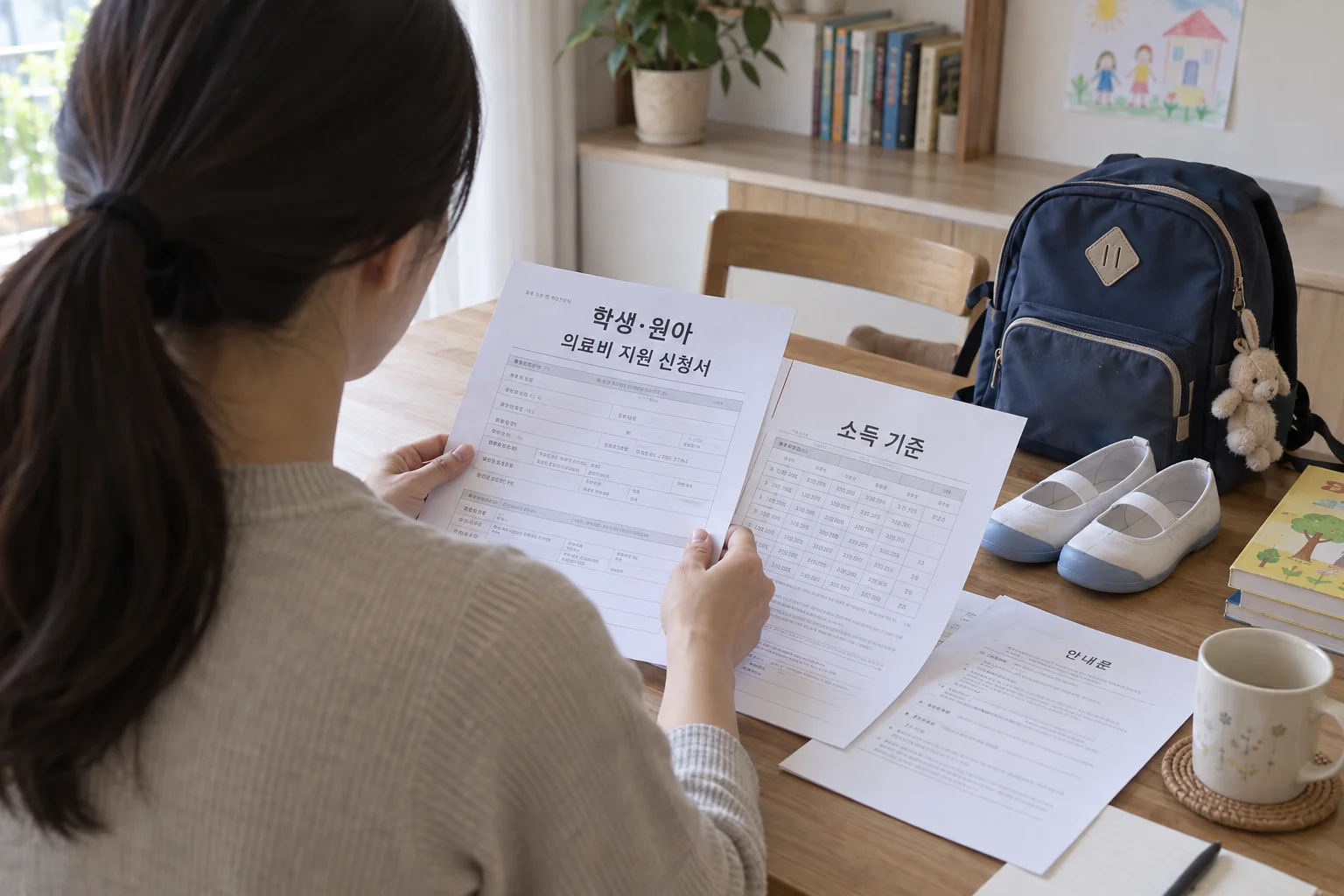 학생 의료비 지원 대상과 소득 기준을 확인하는 보호자