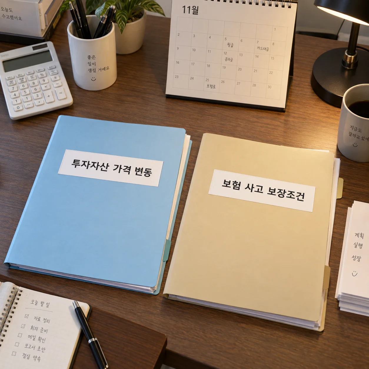 투자 손실과 보험 사고 보장을 구분해 검토하는 서류