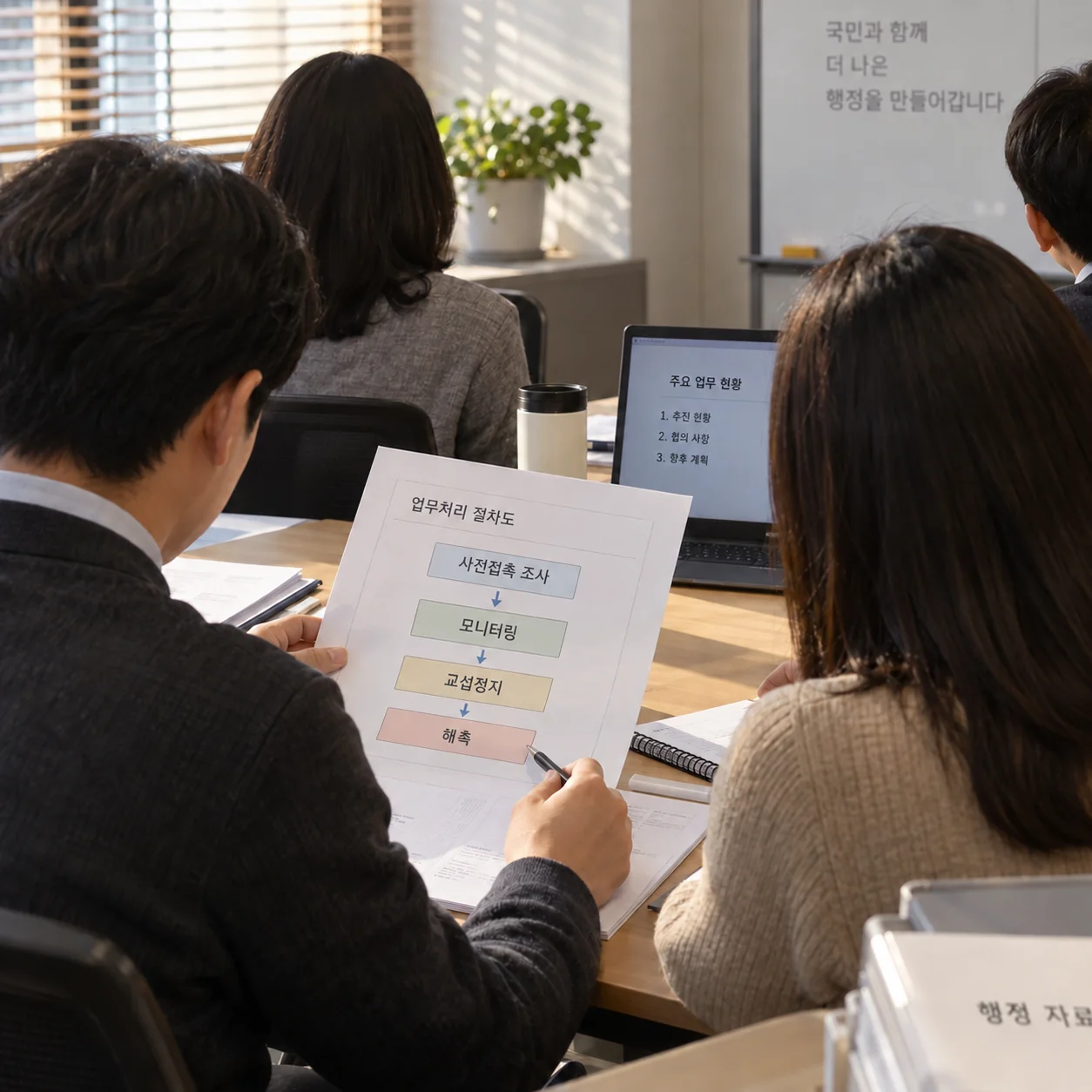 사전접촉 조사와 사후 관리 기준을 검토하는 서류
