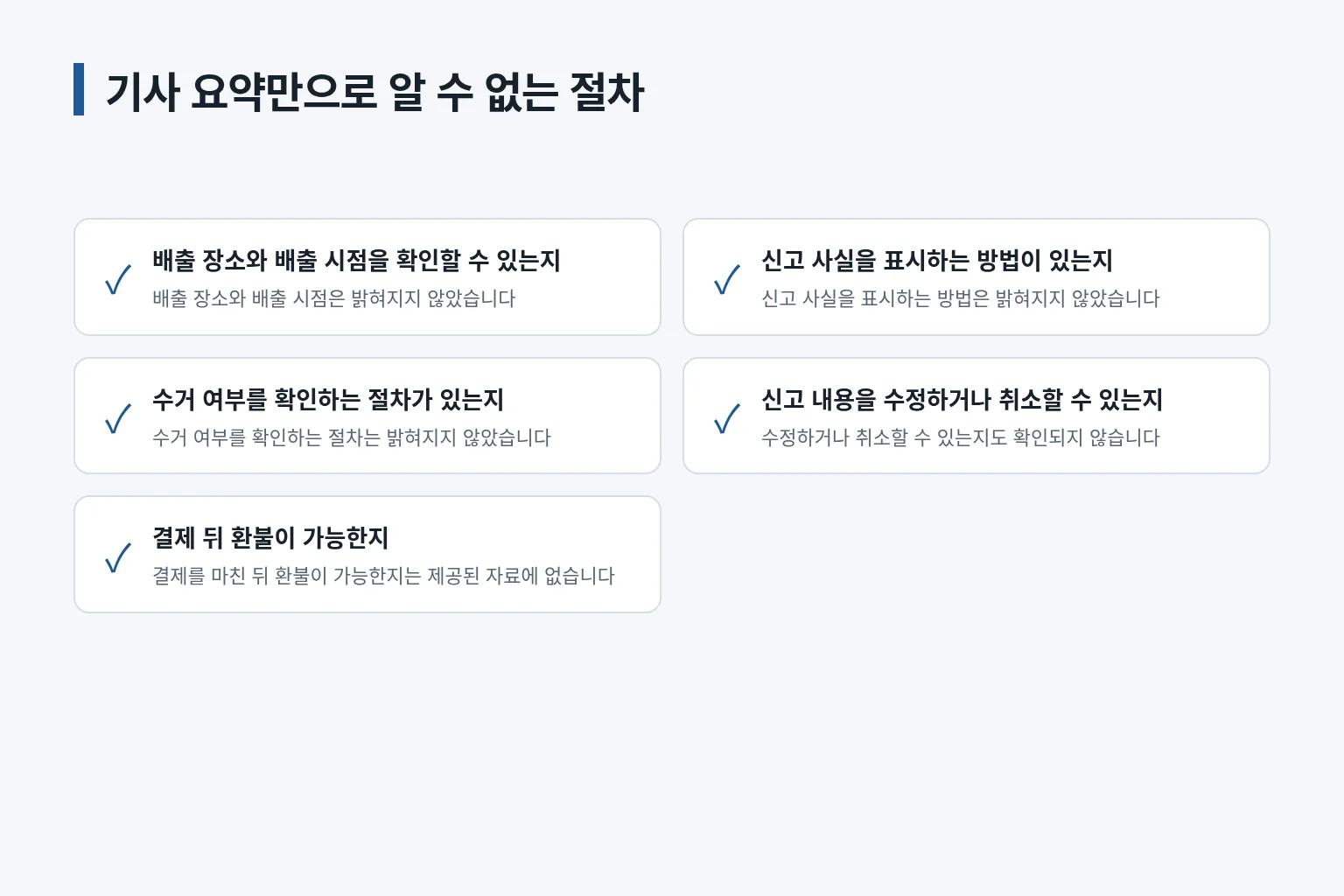 신고 후 확인되지 않은 배출과 수거 절차를 정리한 정보 그림입니다