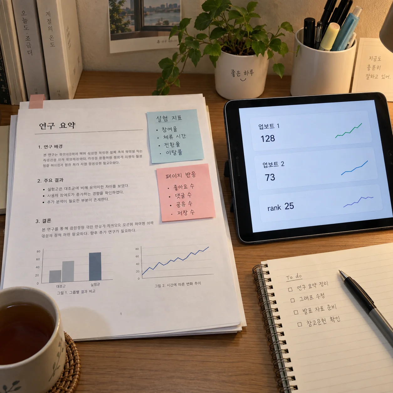 논문 성과와 페이지 반응 지표를 구분한 메모