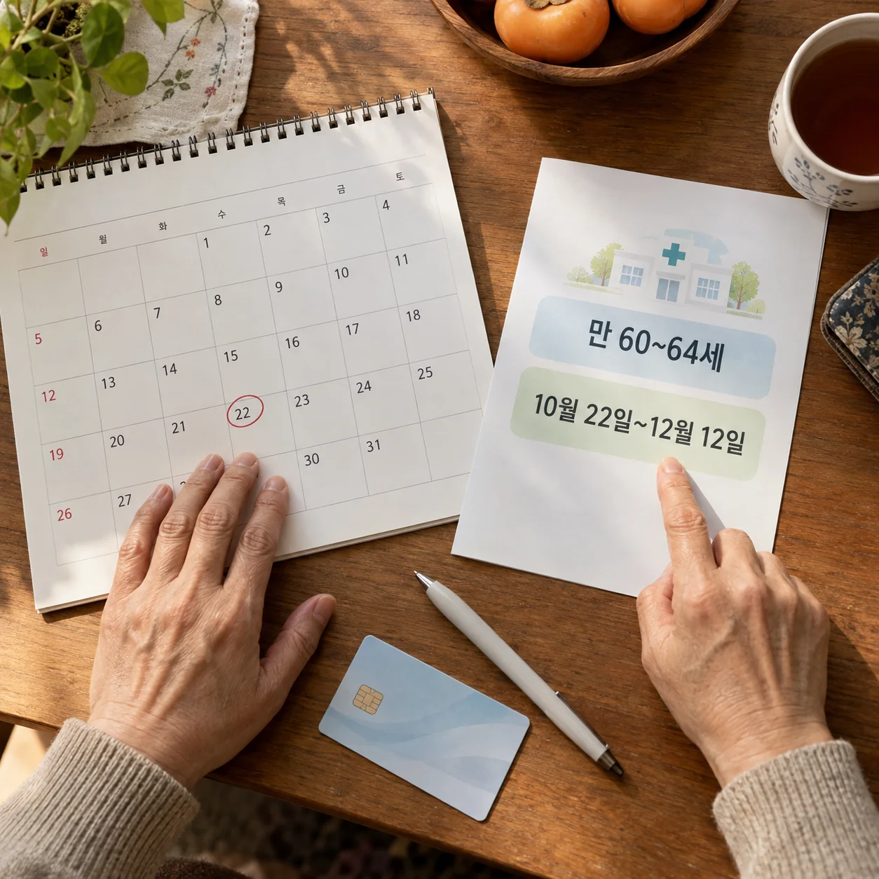예방접종 일정과 대상 연령을 확인하는 시민의 손