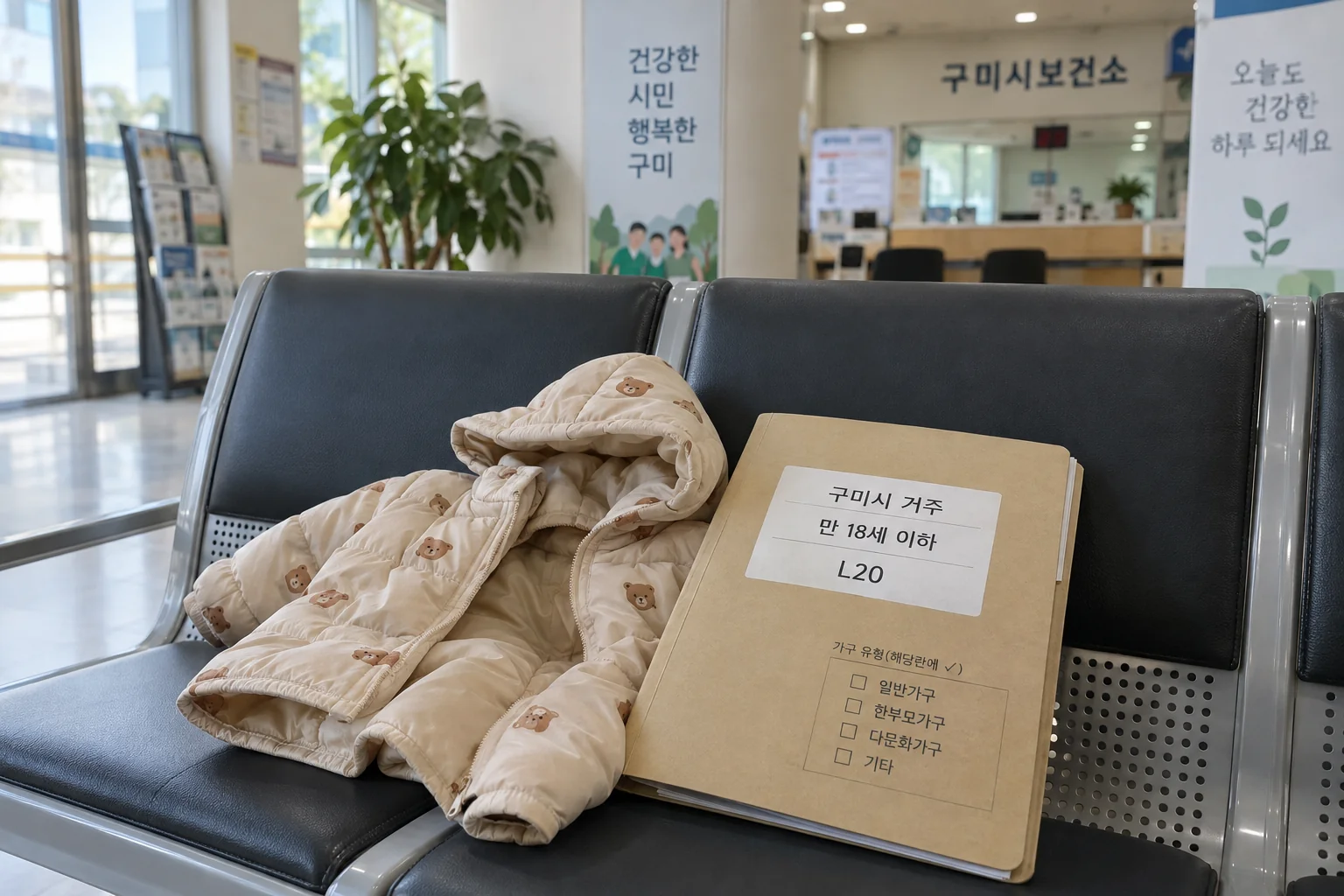 구미시 보건소 안내와 아토피피부염 지원 조건을 확인하는 모습
