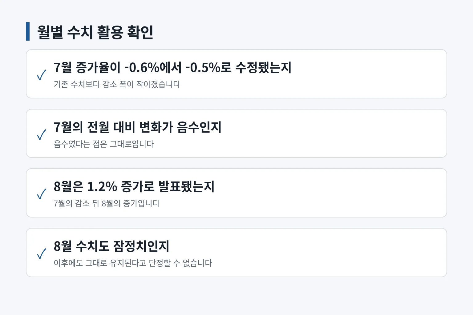 7월 수정치와 8월 잠정치를 확인하는 항목 그림입니다