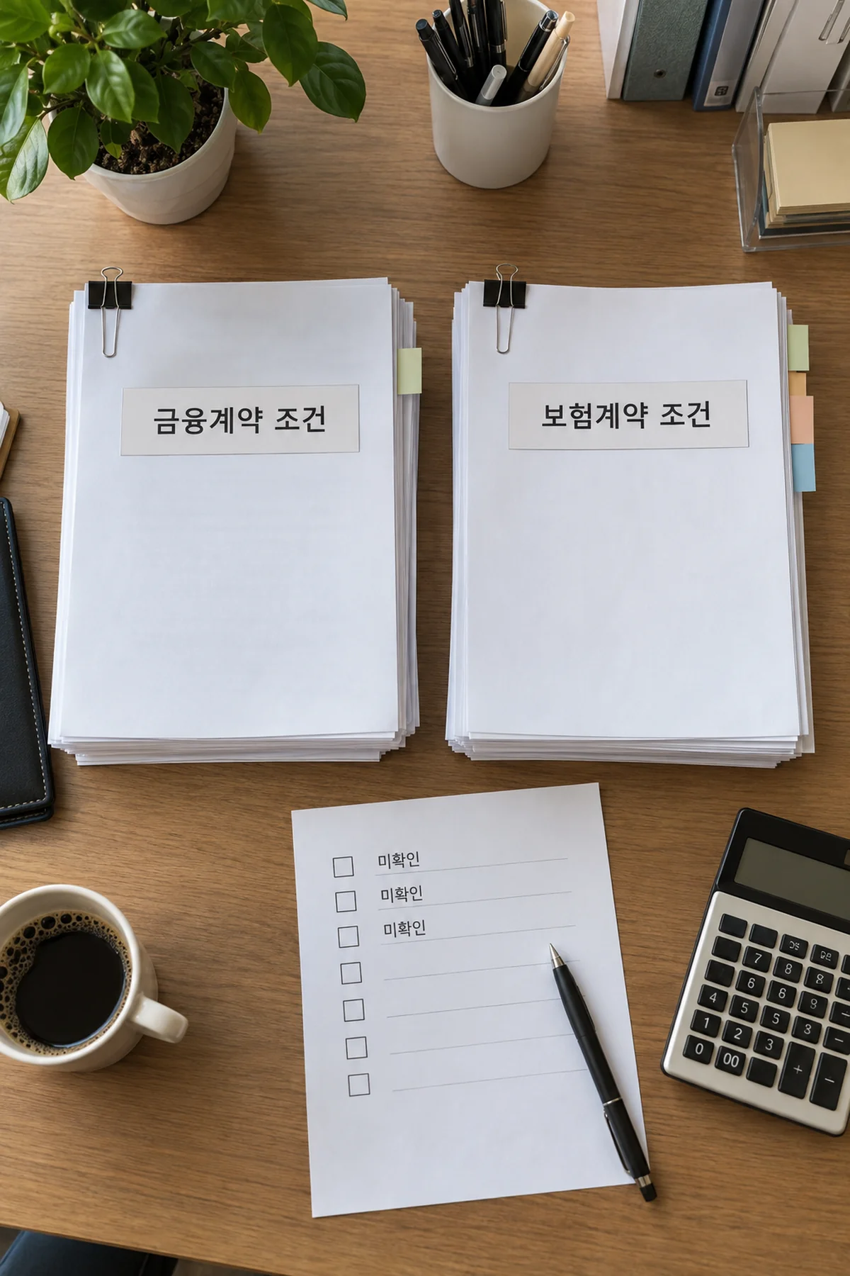 금융계약과 보험계약을 분리해 검토하는 문서 정리 모습
