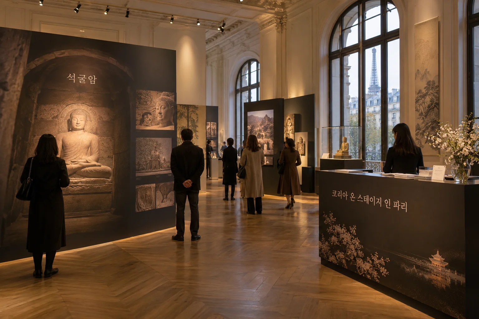 파리 문화 공간에서 한국 국가유산 두 행사를 알리는 전경