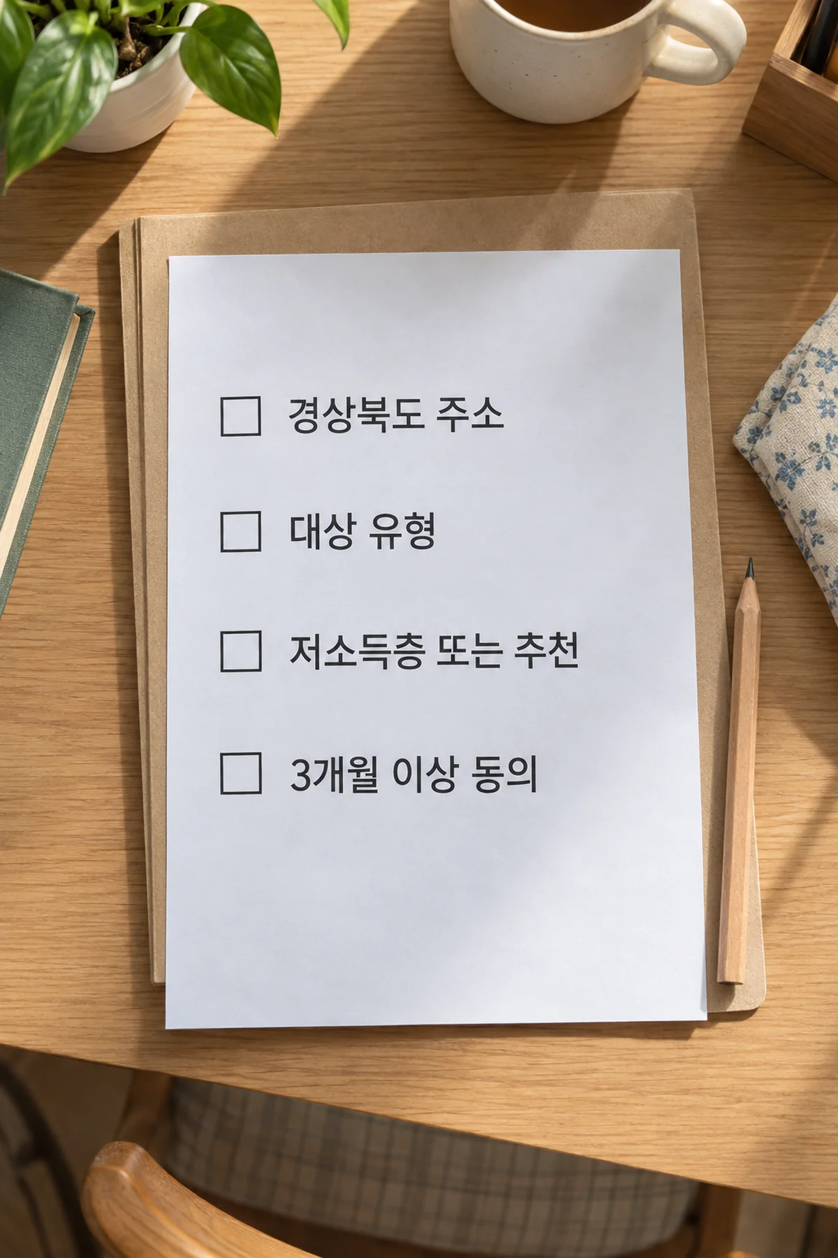 신청 전 지원 조건을 항목별로 대조하는 체크리스트