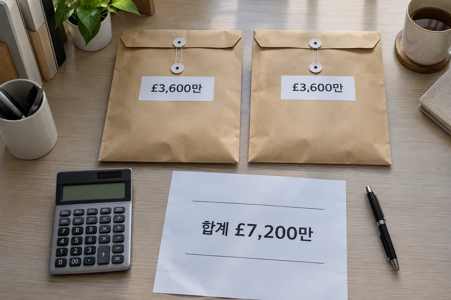 두 건의 3,600만 파운드 기부와 총액을 정리한 문서